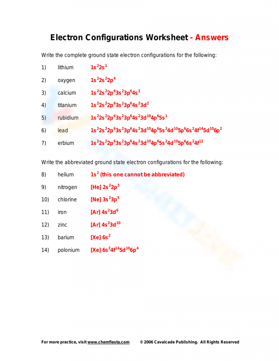 Electron configuration  Worksheetzone