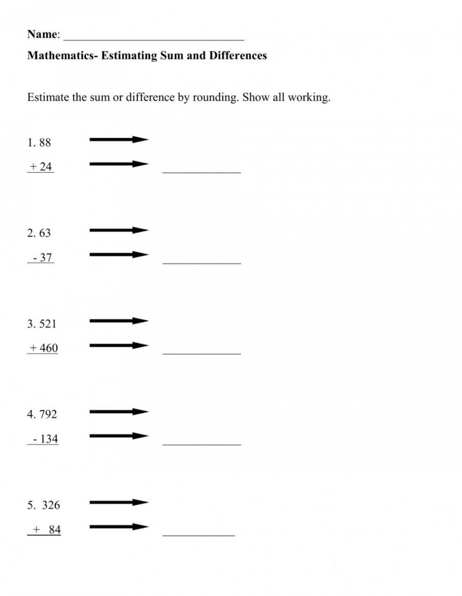 Estimating Sum and Difference worksheet  Live Worksheets