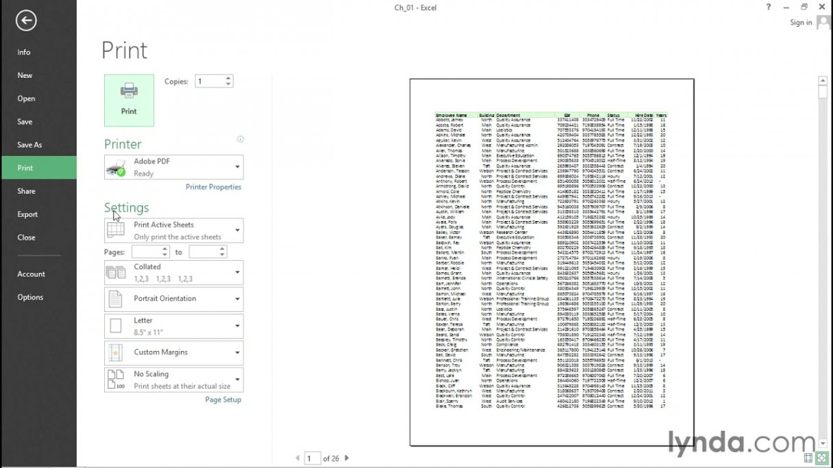 Excel Tutorial - Display a print preview instantly