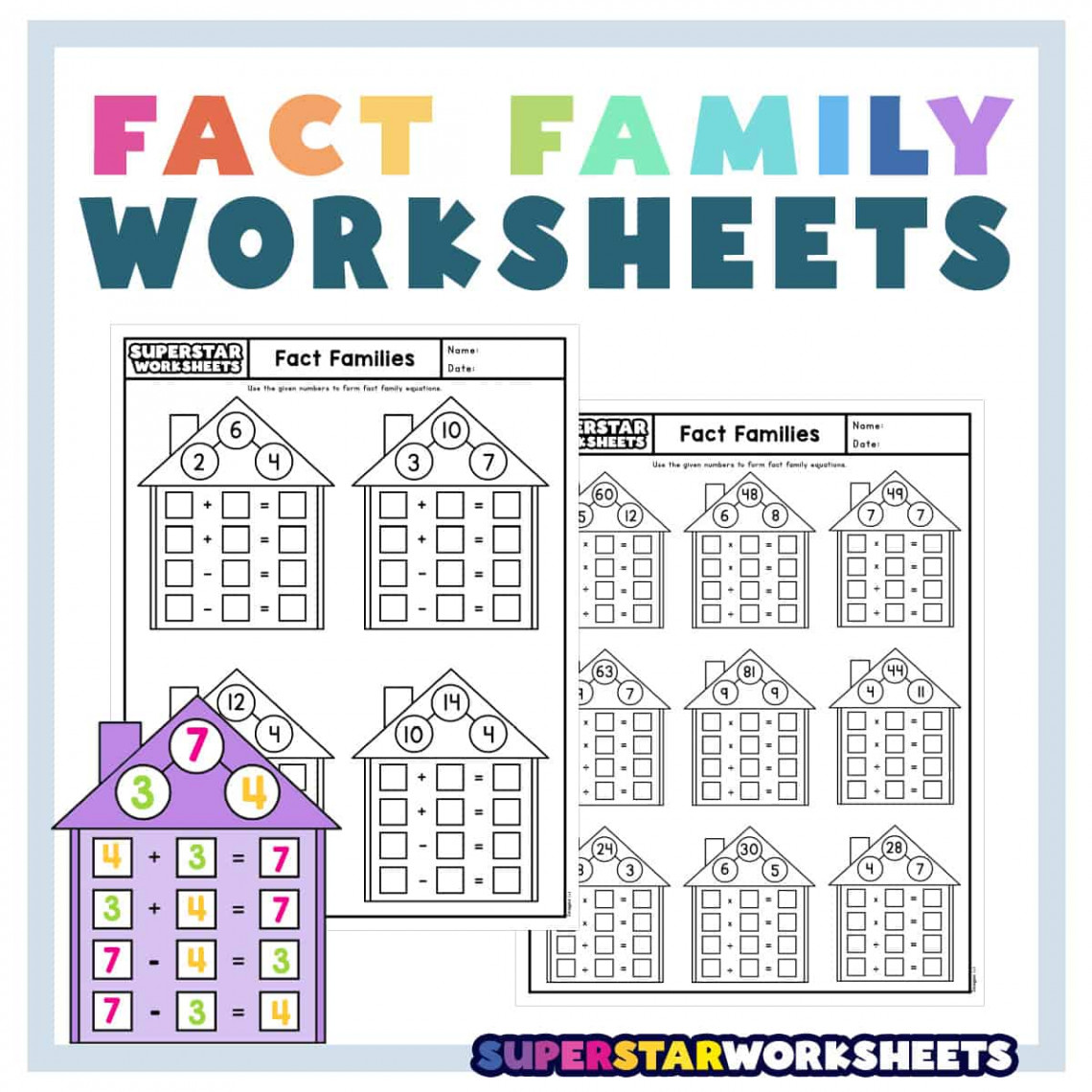 Fact Family Worksheets - Superstar Worksheets