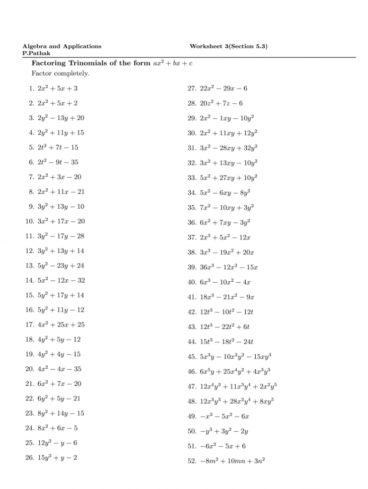 Factoring Ax Bx C Worksheet Answer Key - Fill Online, Printable