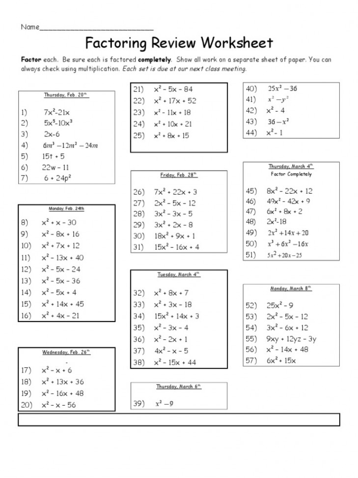 Factoring Review Worksheet  PDF  Numerical Analysis