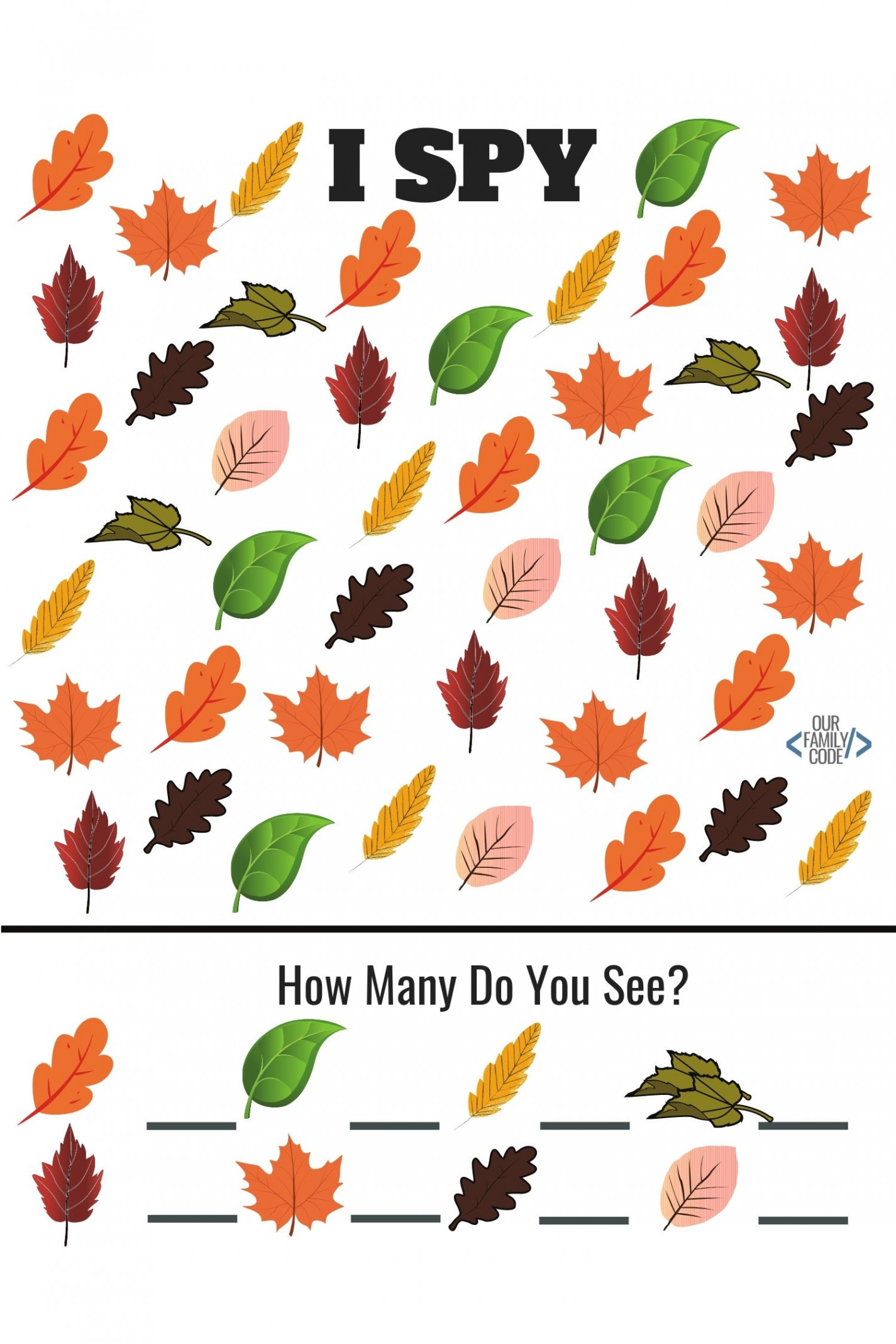 Fall I SPY Worksheets for Preschoolers - Our Family Code