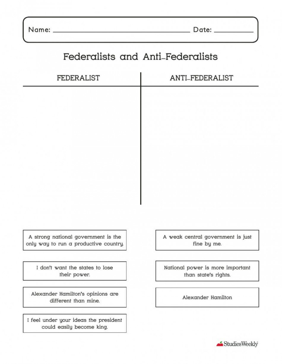 Federalists and Anti-Federalists worksheet  Live Worksheets