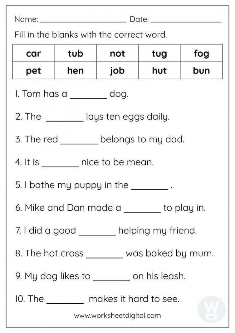 Fill in the blanks - Worksheet Digital