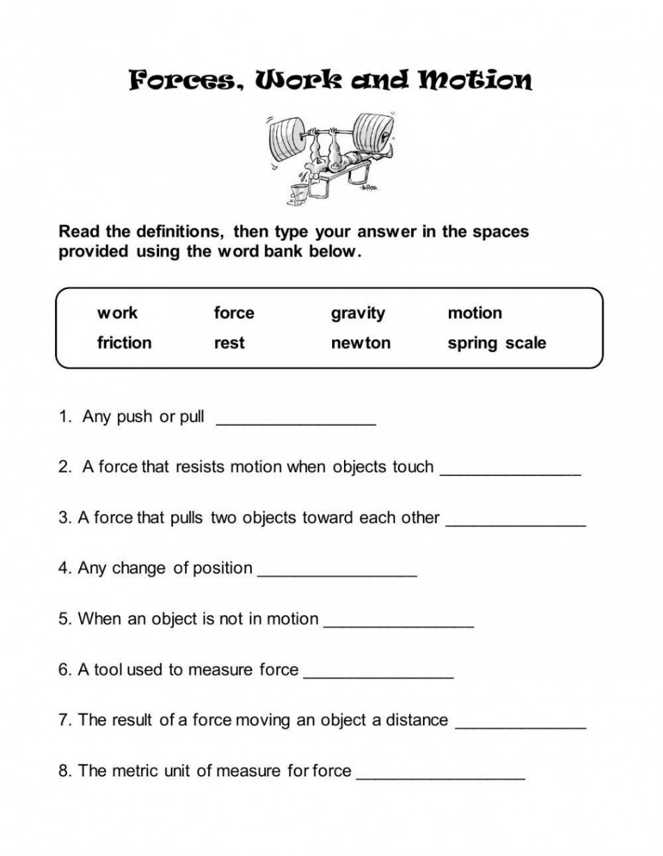 Forces, Work and Motion interactive worksheet  Live Worksheets