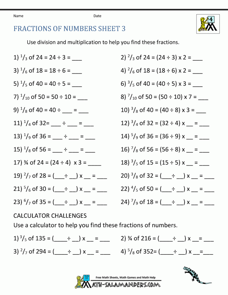 Fraction of a Whole Number