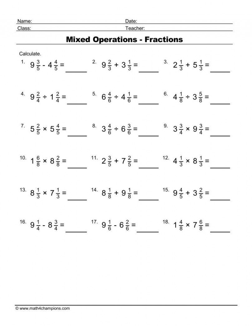 Fraction Worksheets pdf Downloads  Math Champions