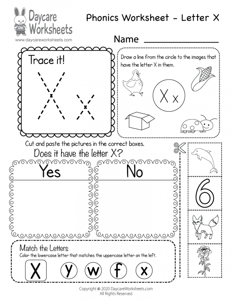 Free Letter X Phonics Worksheet - Learn Letter X Sounds