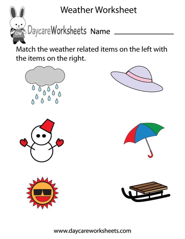 Free Preschool Weather Worksheet  Weather worksheets, Preschool