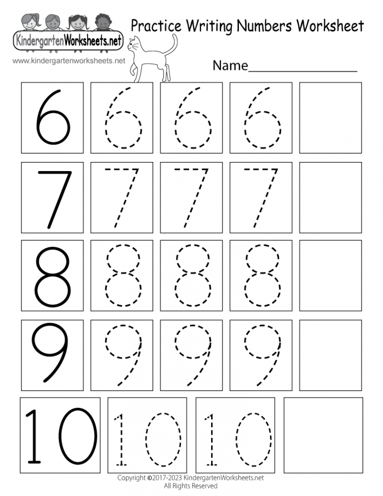 Free Printable Practice Writing Numbers Worksheet