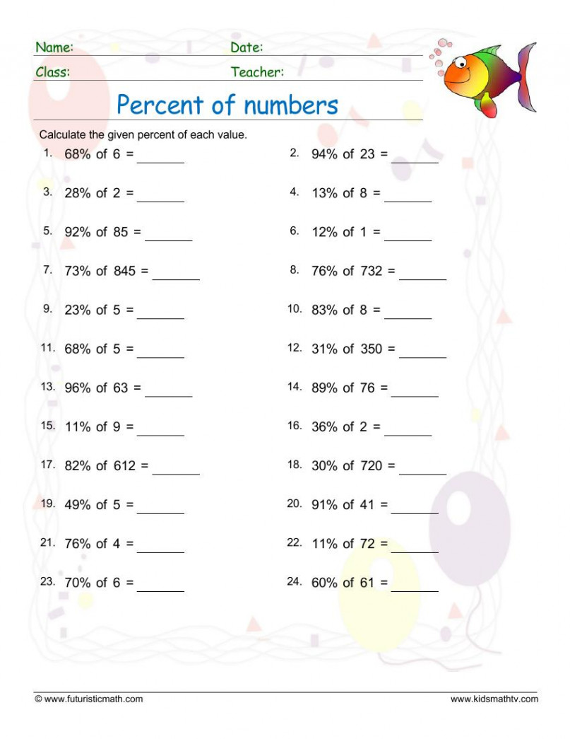 Free Ratio, Percentage Math Worksheets pdf  Math Champions