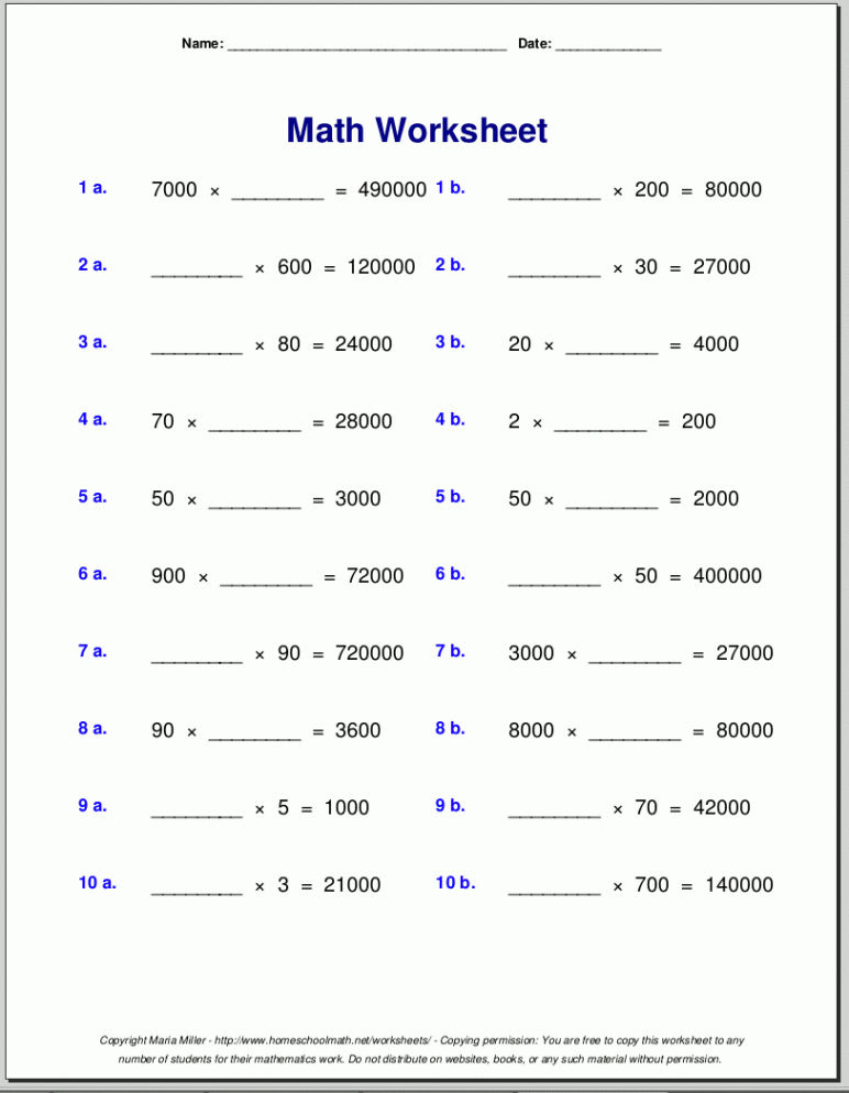 Grade  multiplication worksheets