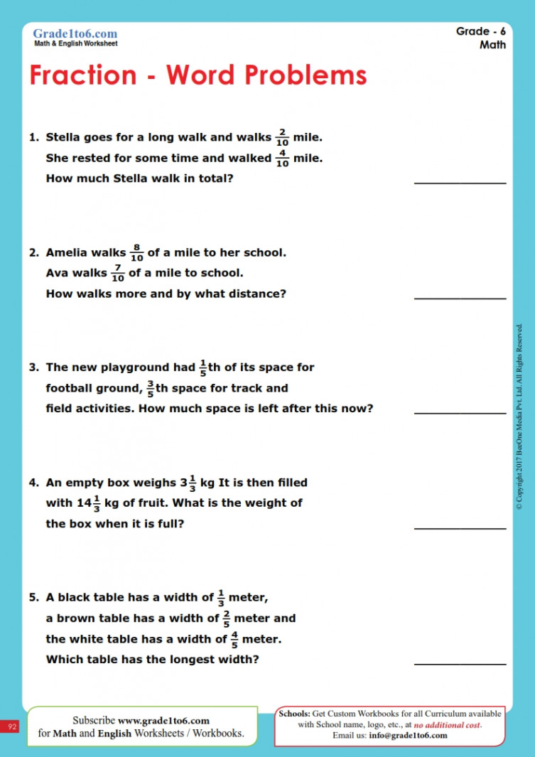 Grade Word Problems Worksheetswww.gradeto