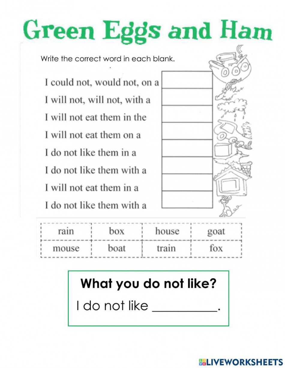 Green Eggs and Ham  Live Worksheets