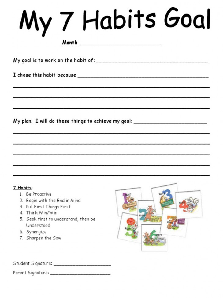 Habits Goal Worksheet  PDF