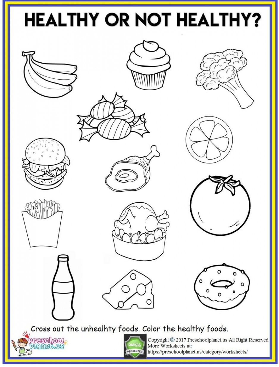 Healthy Food Worksheet  Preschool food, Healthy and unhealthy