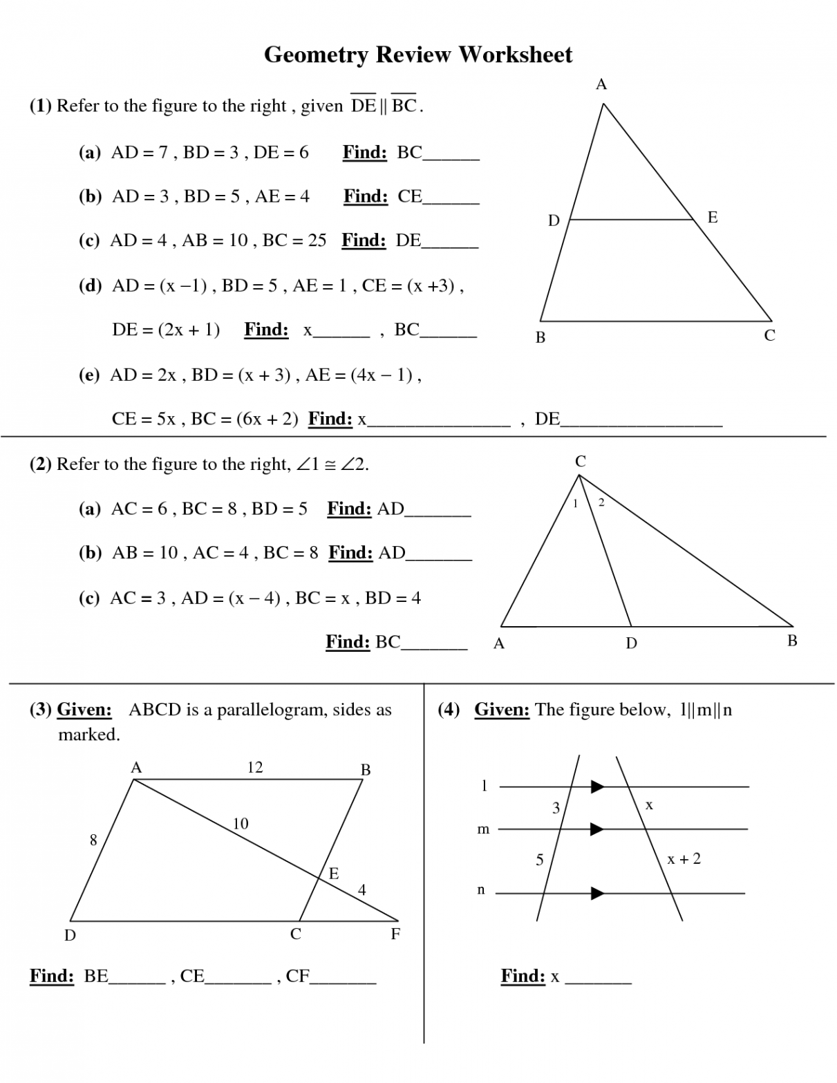 High School Geometry Worksheets – Printable  MySchoolsMath