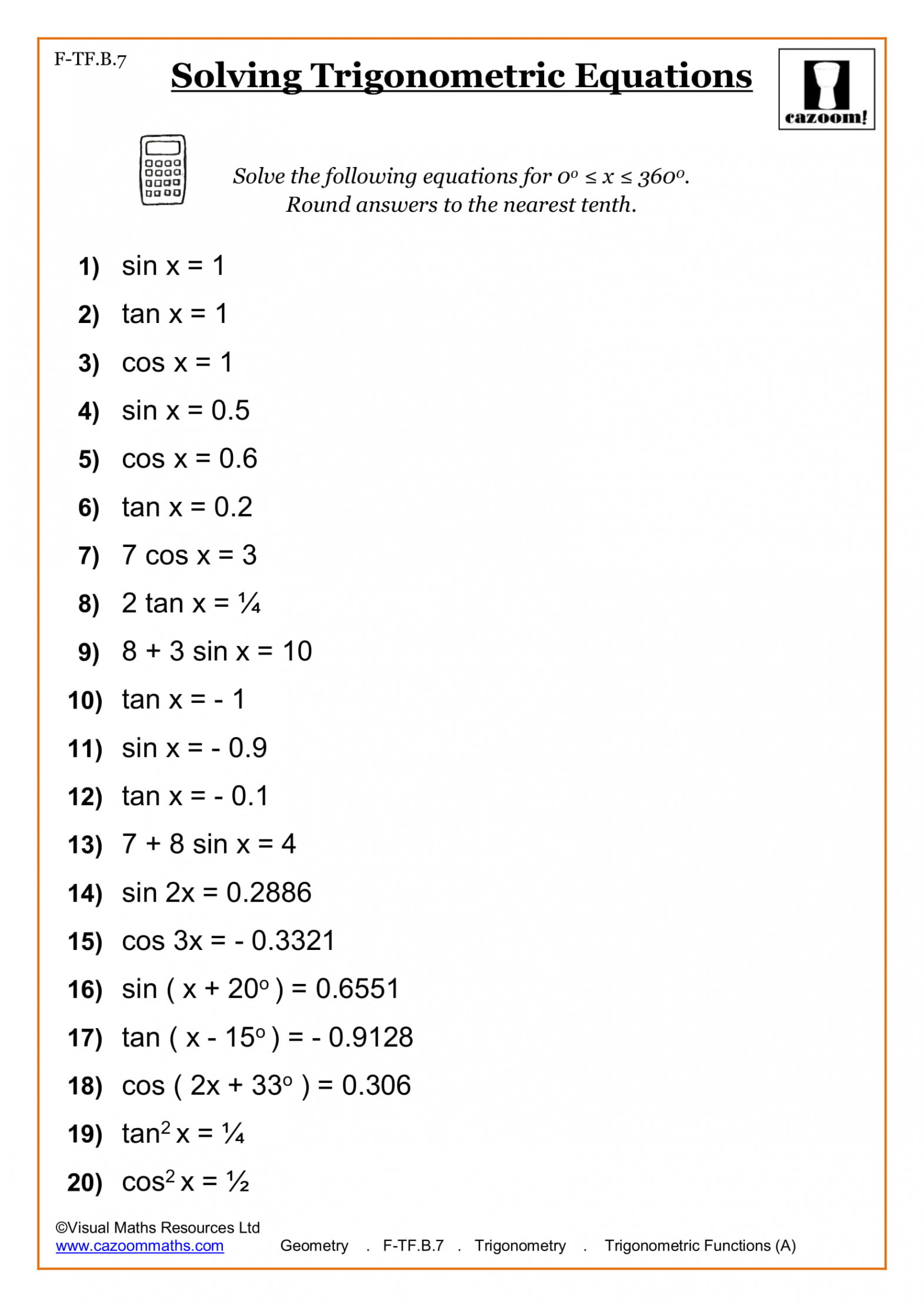 High School Math Worksheets  Math Worksheets PDF