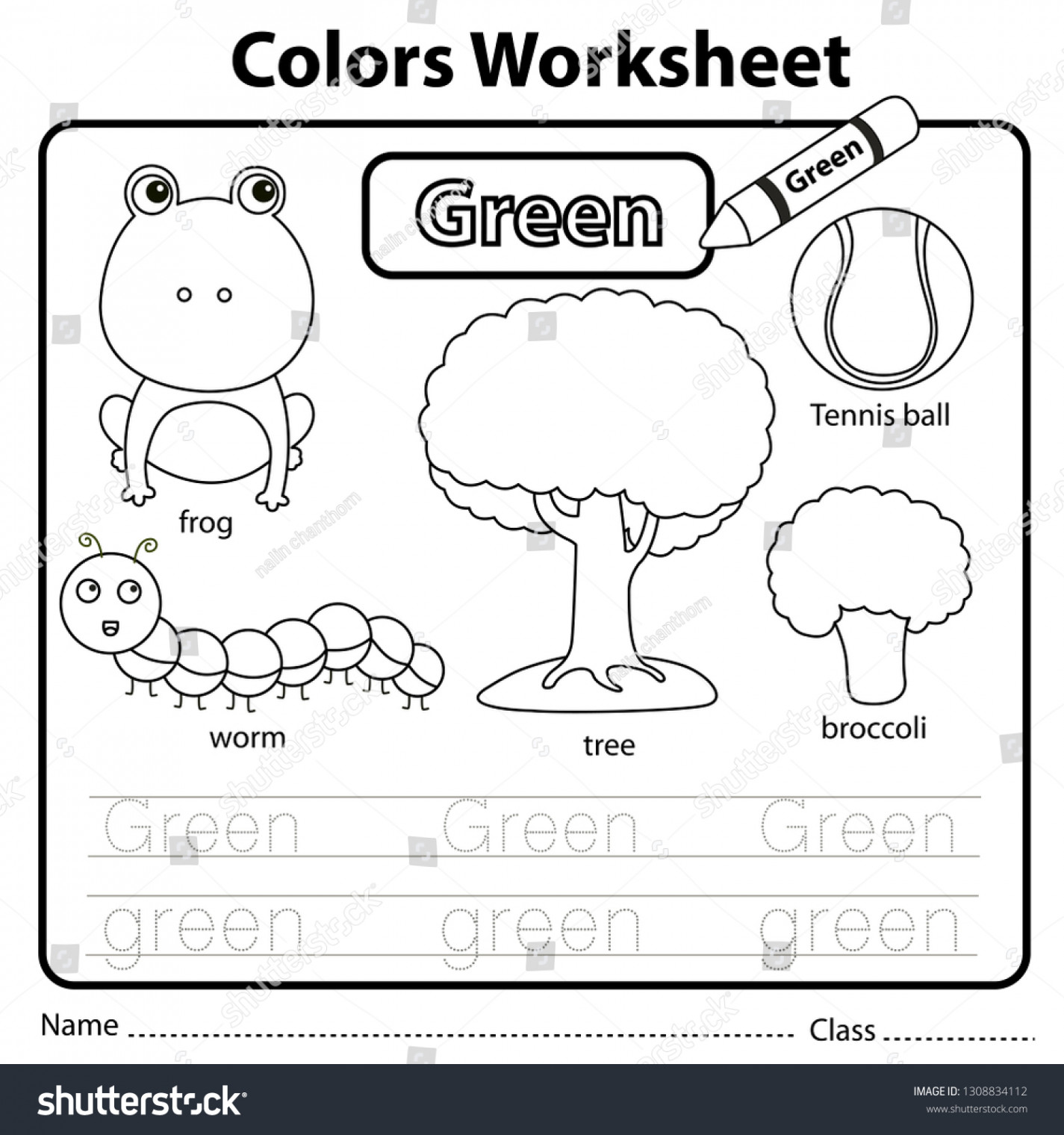 Illustrator Color Worksheet Green Stock Vector (Royalty Free