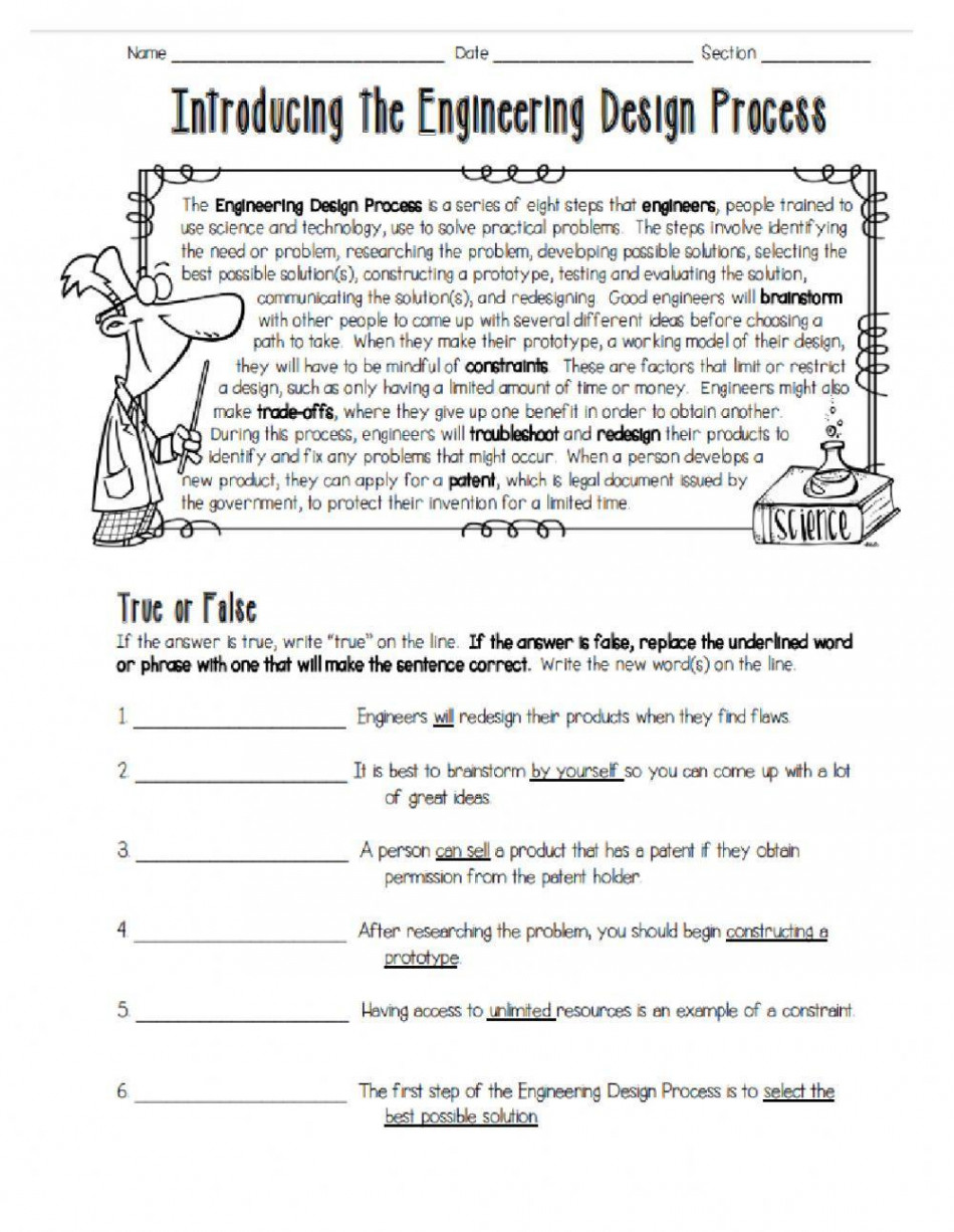 Introducing the Engineering Design Process worksheet  Live