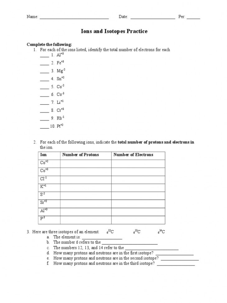 Ions and Isotopes Practice  PDF  Isotope  Proton