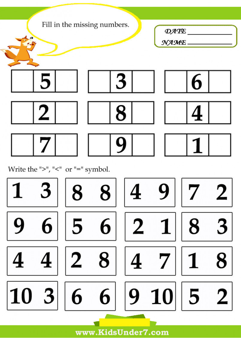 Kids Under : Kids math worksheets