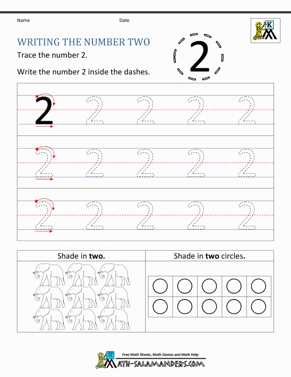 Kindergarten Printable Worksheets - Writing Numbers to