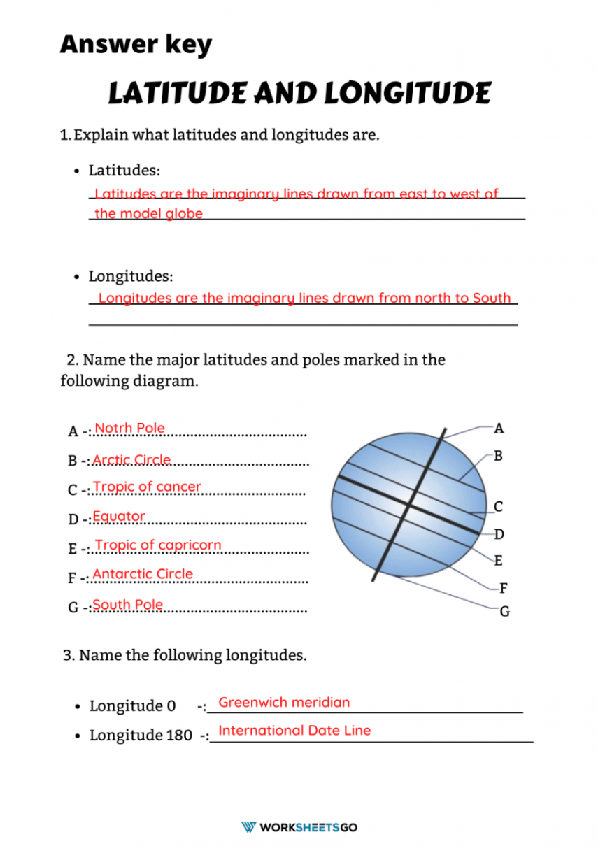 Latitude & Longitude Worksheets  WorksheetsGO