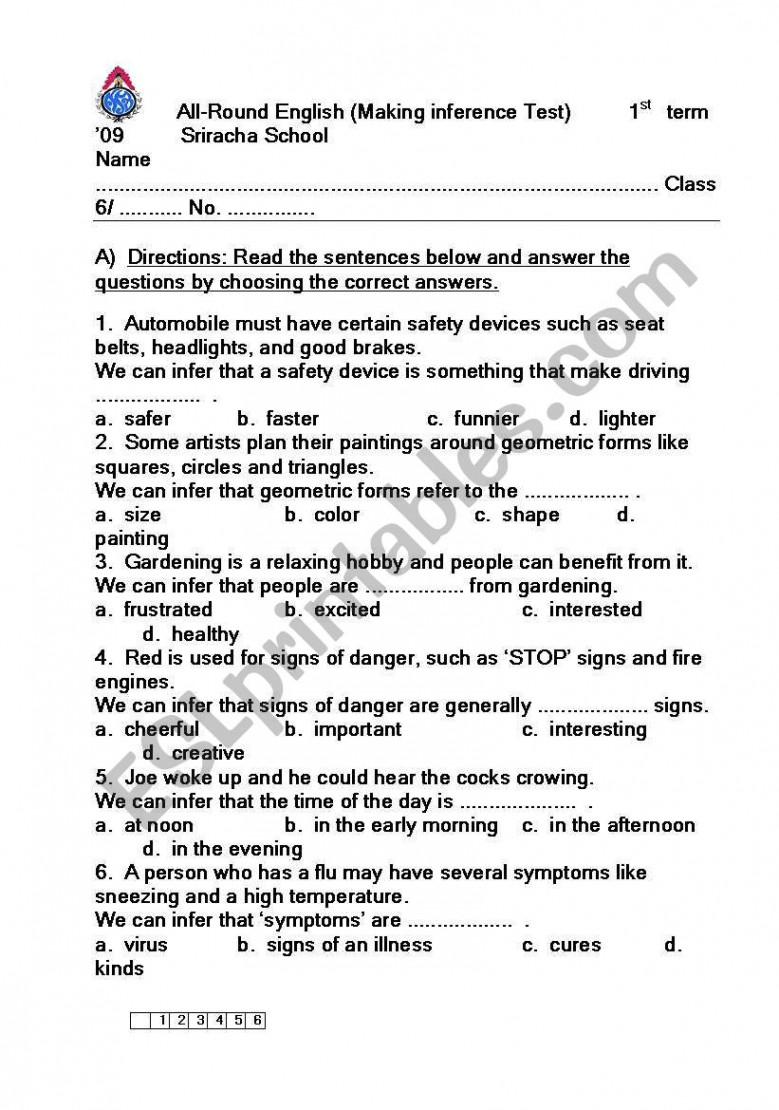 Making inference test - ESL worksheet by saowakon