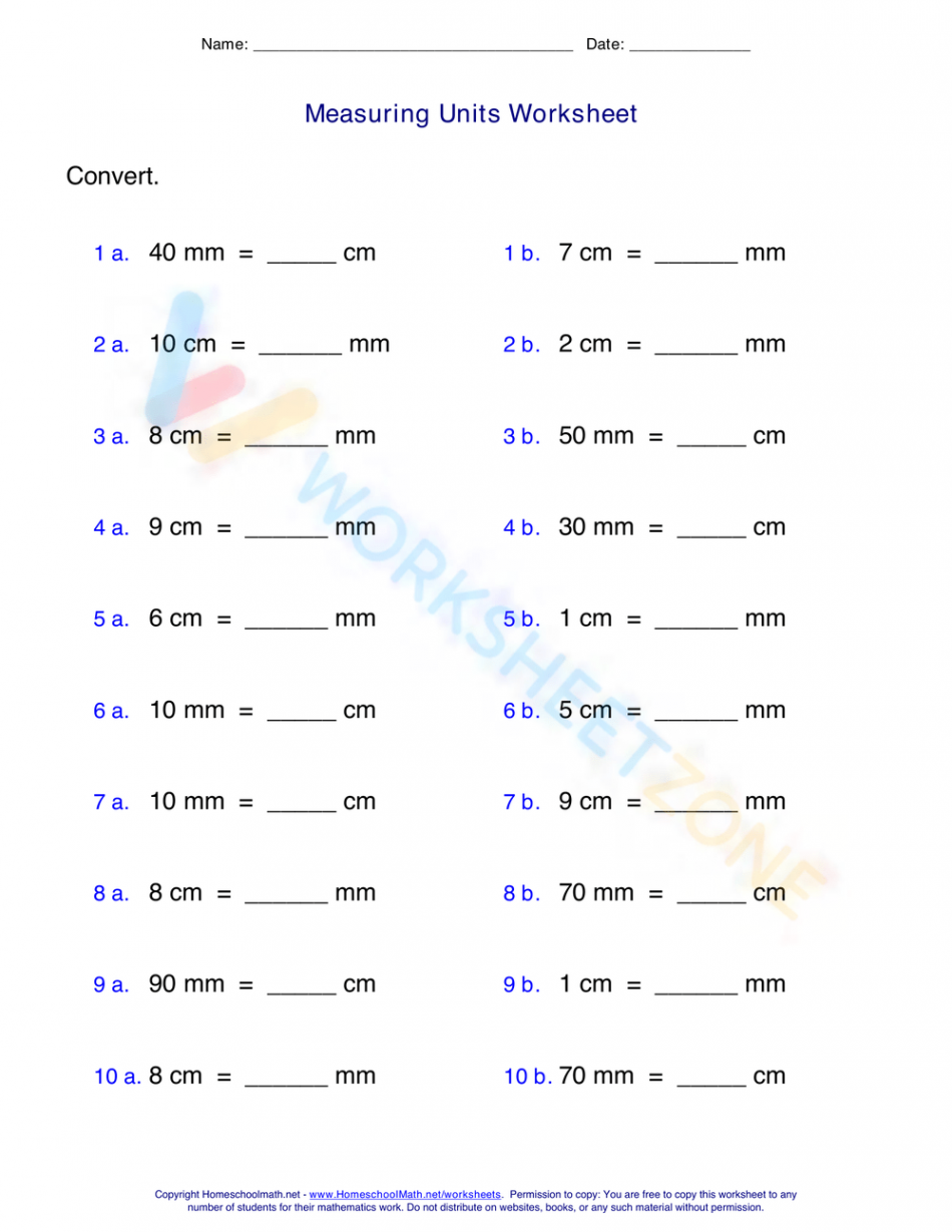 Measuring Units Worksheet  Worksheet