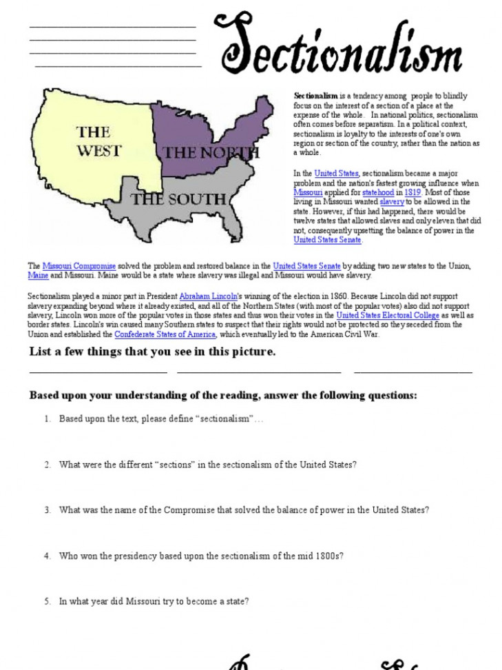 Microsoft Word - Civil War Worksheets  PDF  Slavery In The