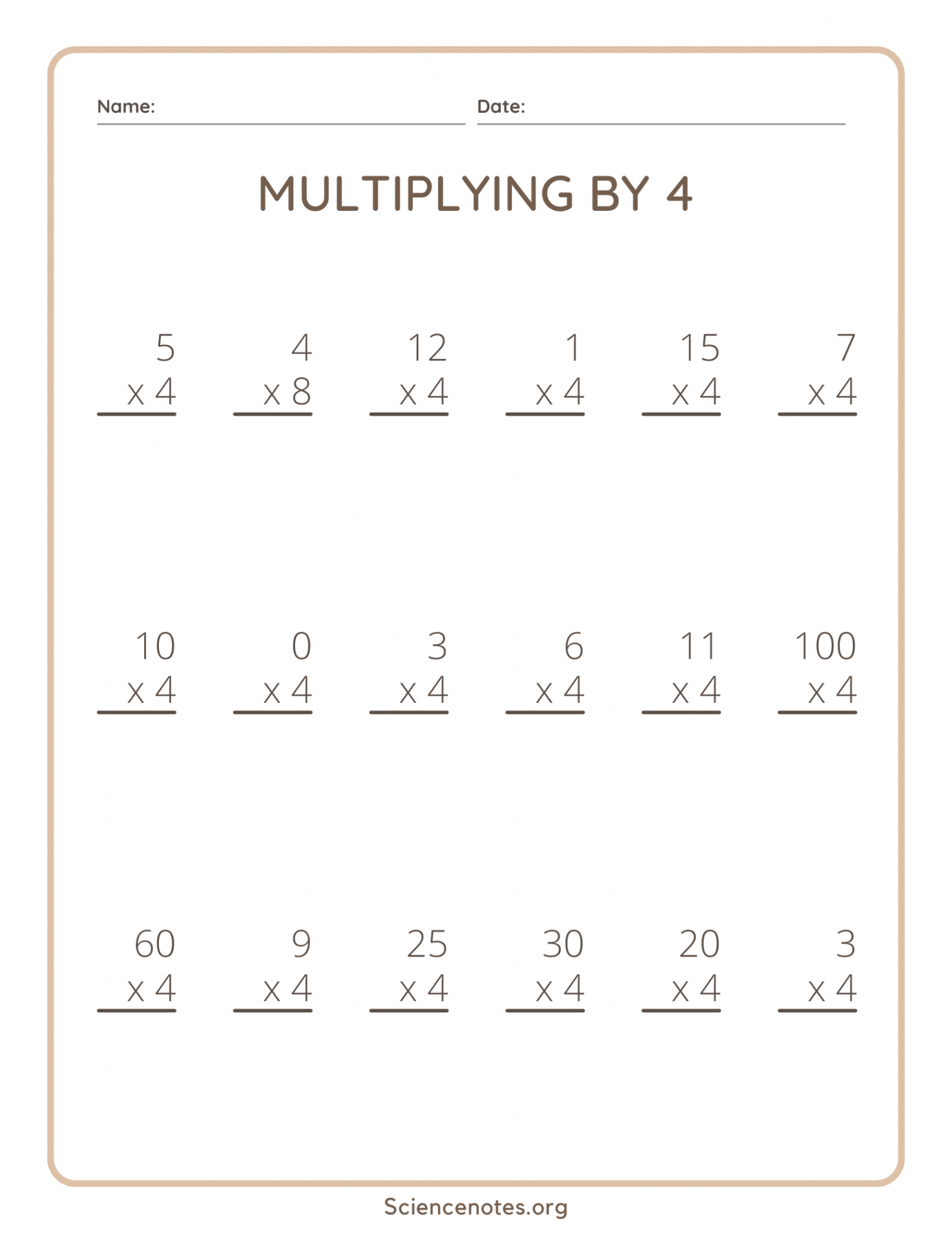 Multiplication Worksheets