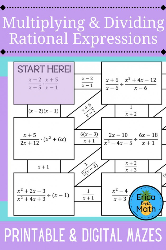 Multiplying & Dividing Rational Expressions Activity Printable