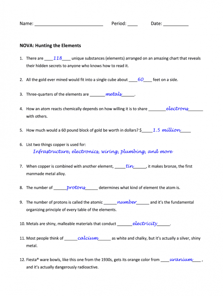 Nova hunting the elements worksheet: Fill out & sign online  DocHub