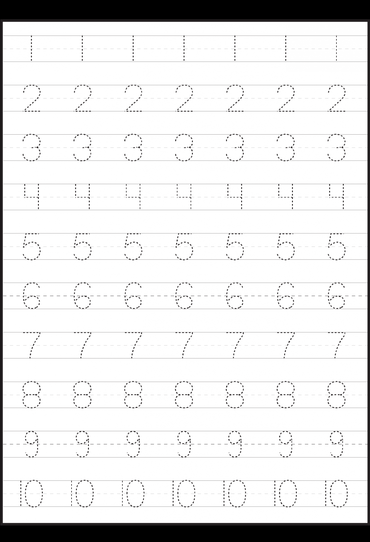 Number Tracing Worksheets For Kindergarten- -0 – Ten Worksheets