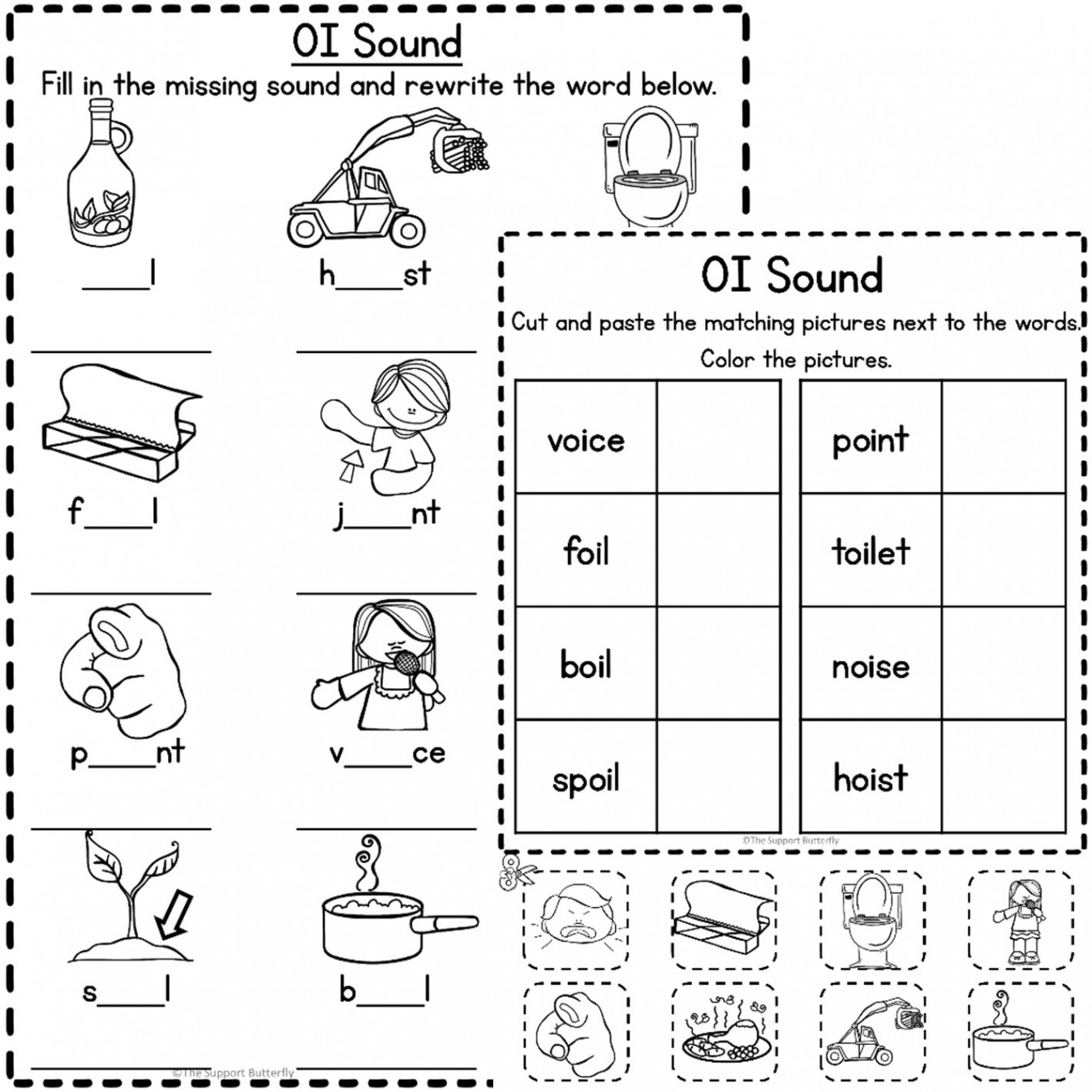 OI and OY Diphthong Worksheets