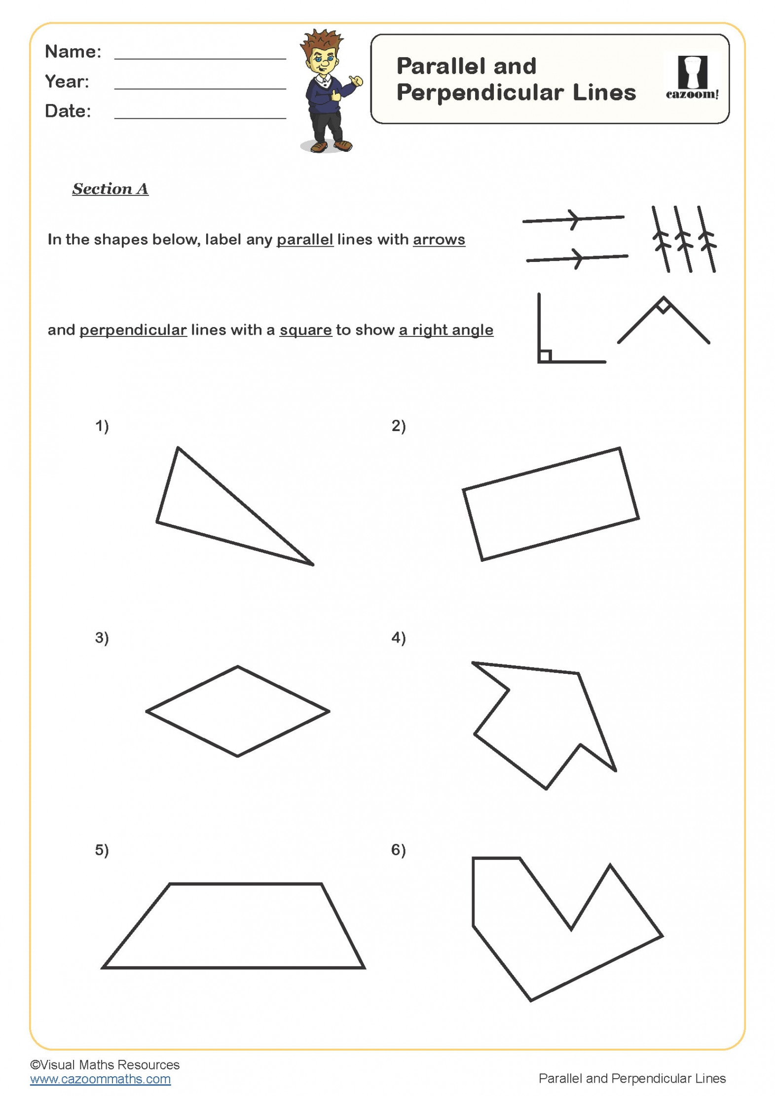 Parallel and Perpendicular Lines Worksheet  PDF printable