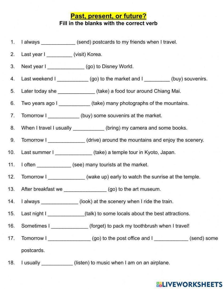 Past, present, or future? worksheet  Live Worksheets