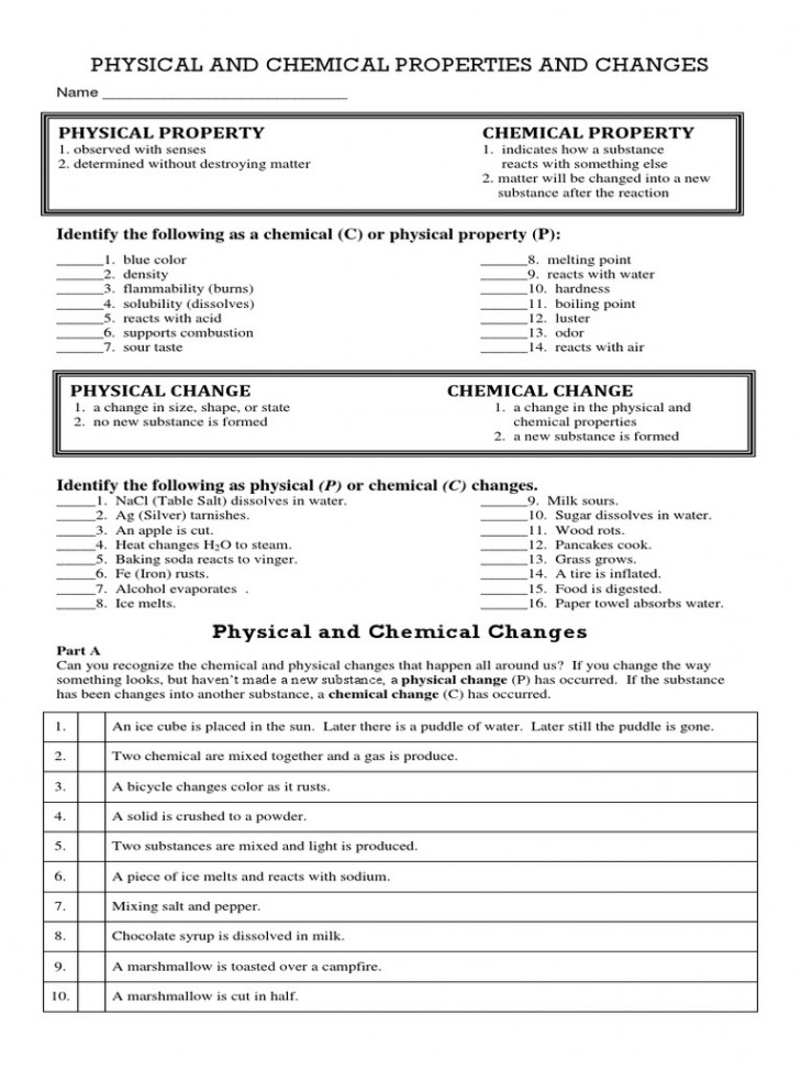 Physical Chemical Worksheet For Reference   PDF  Properties Of