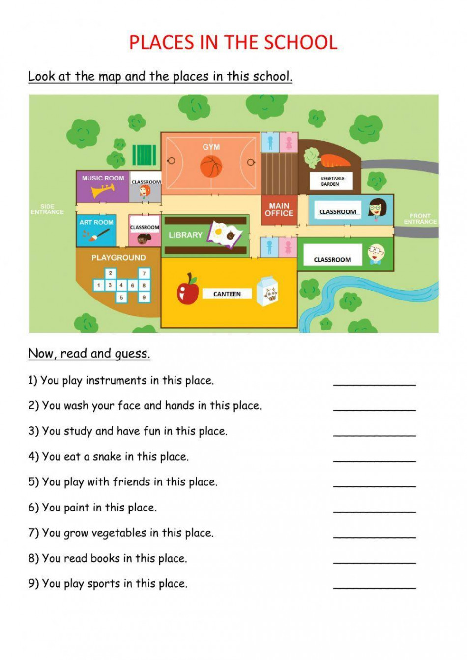 Places in the school interactive worksheet  Live Worksheets