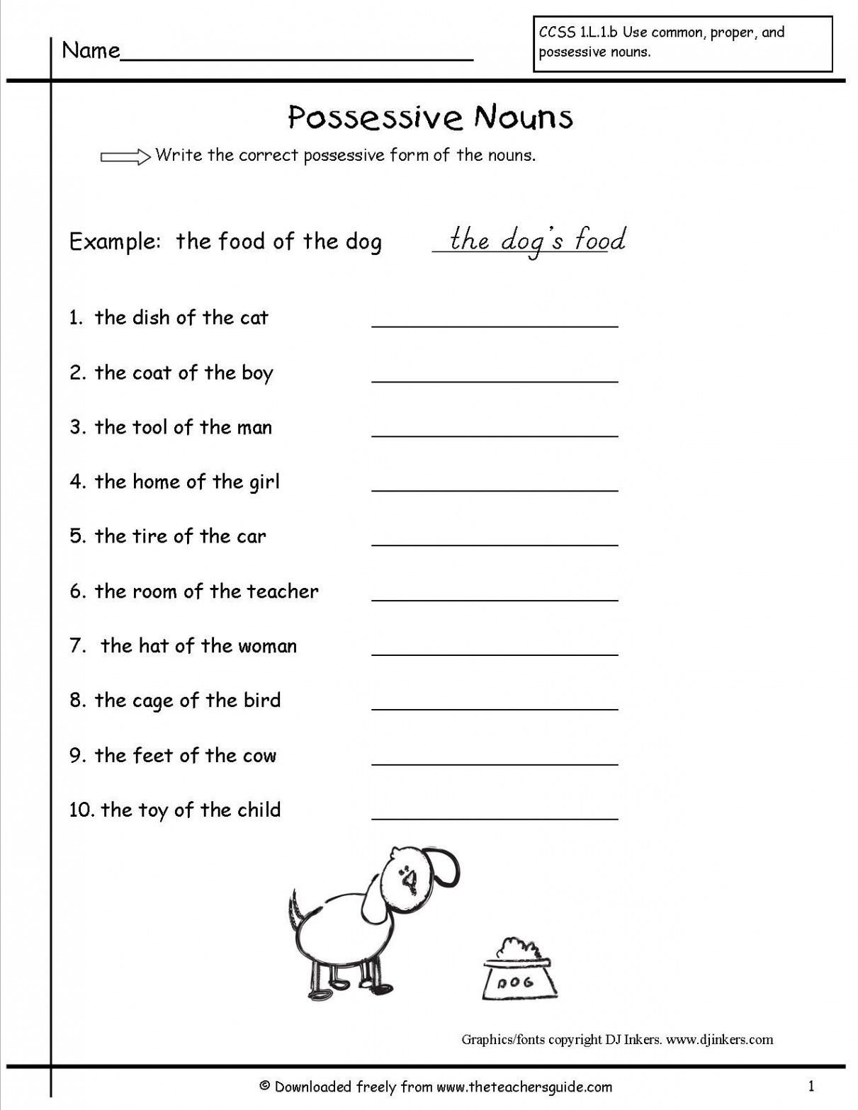 Possessive Nouns Worksheets from The Teacher