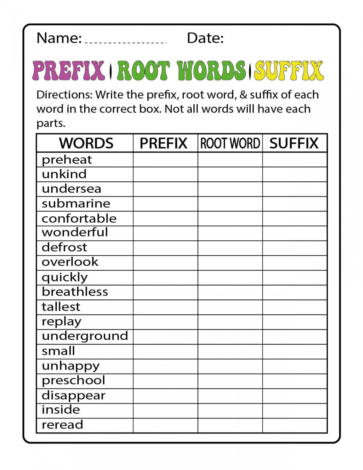 Prefix Suffix and Root Word Activity Pack with Posters for nd rd th Grade