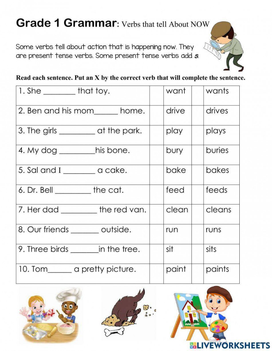 Present Tense Verbs Worksheet Grade  worksheet  Live Worksheets