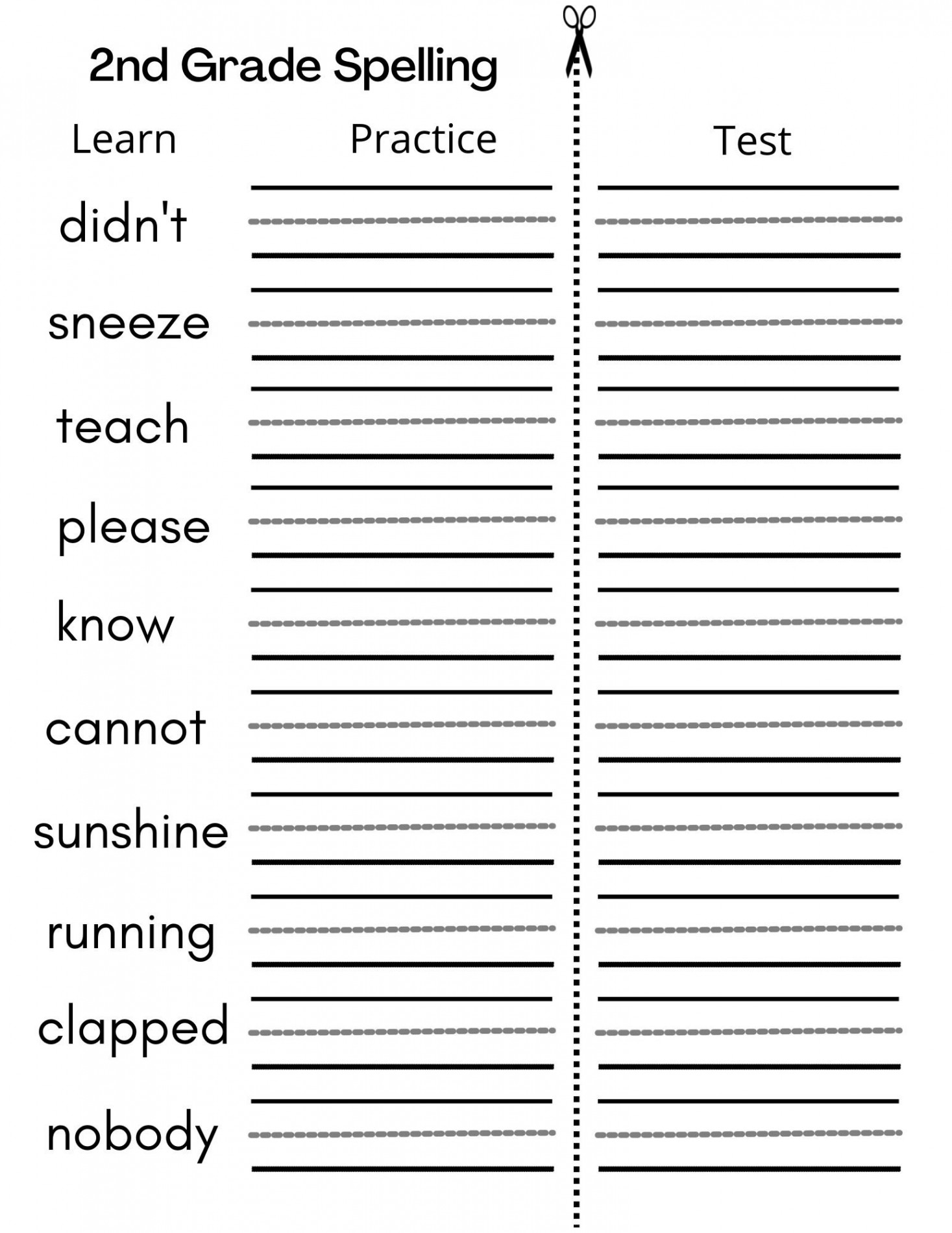 Printable Second Grade Writing Spelling Worksheets - Etsy