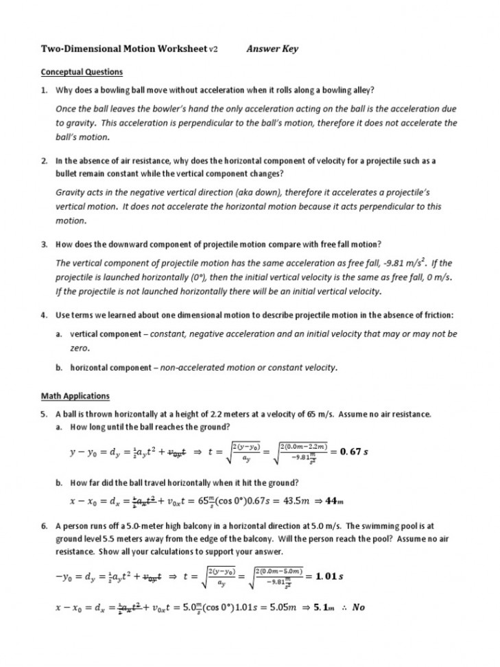 Projectile Motion Worksheet v Answer Key  PDF  Projectiles