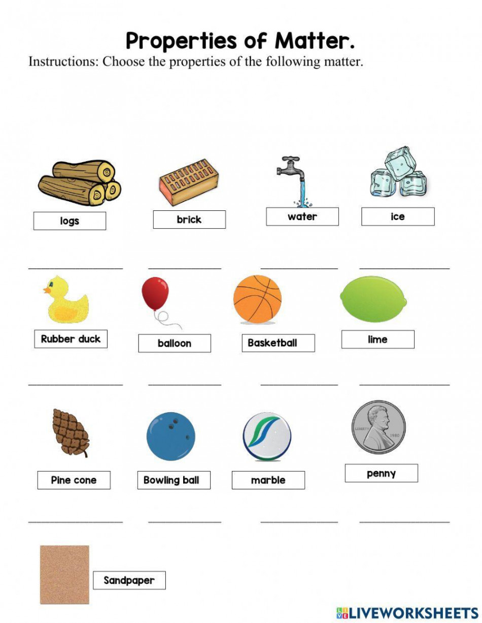 Properties of Matter Science activity  Live Worksheets