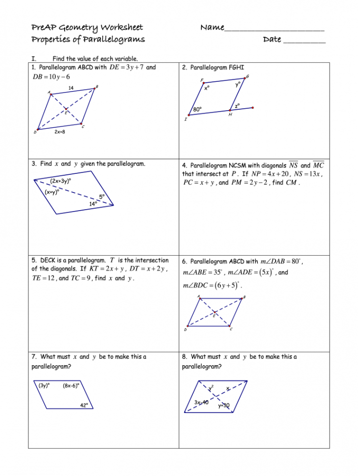 Properties of parallelograms worksheet: Fill out & sign online