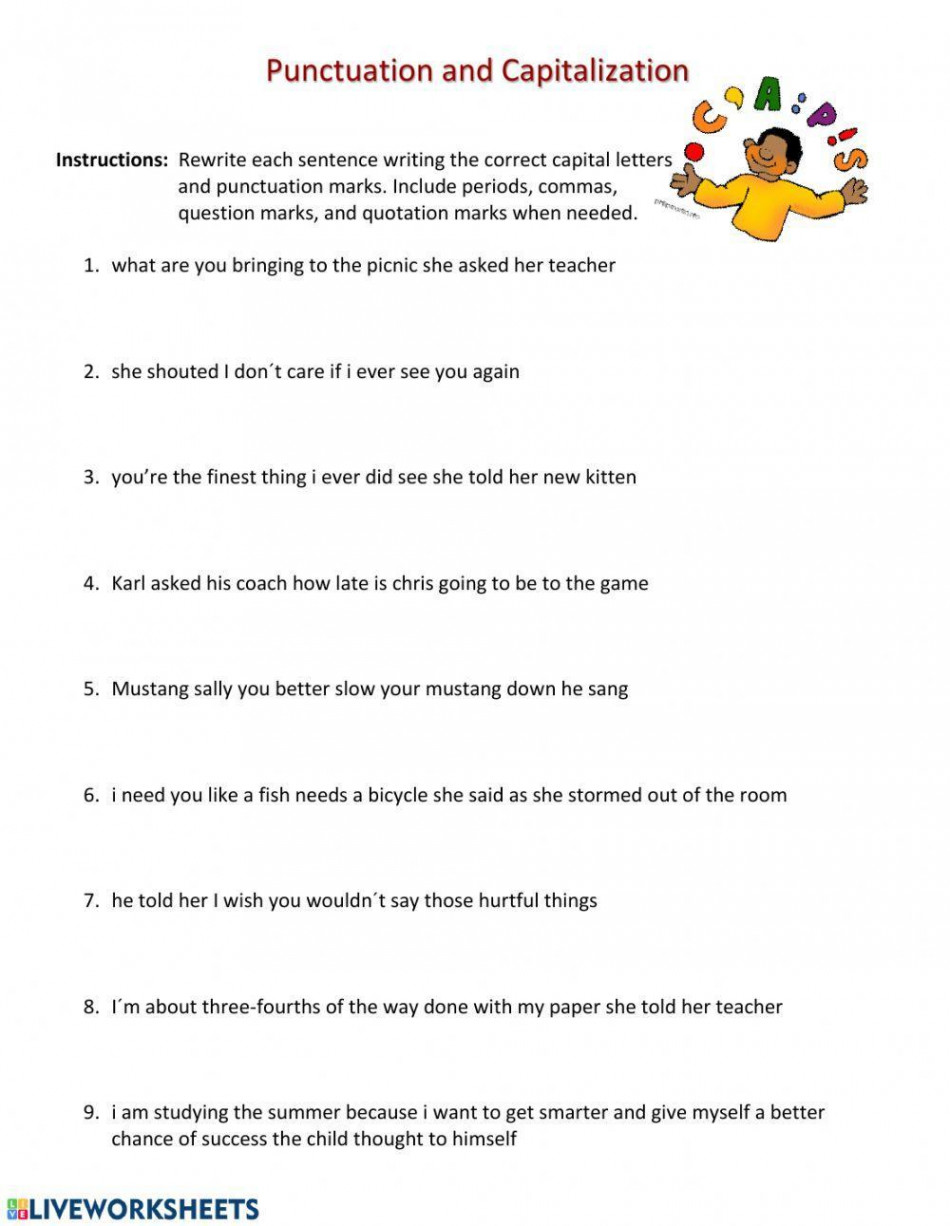 Punctuation and capitalization worksheet  Live Worksheets