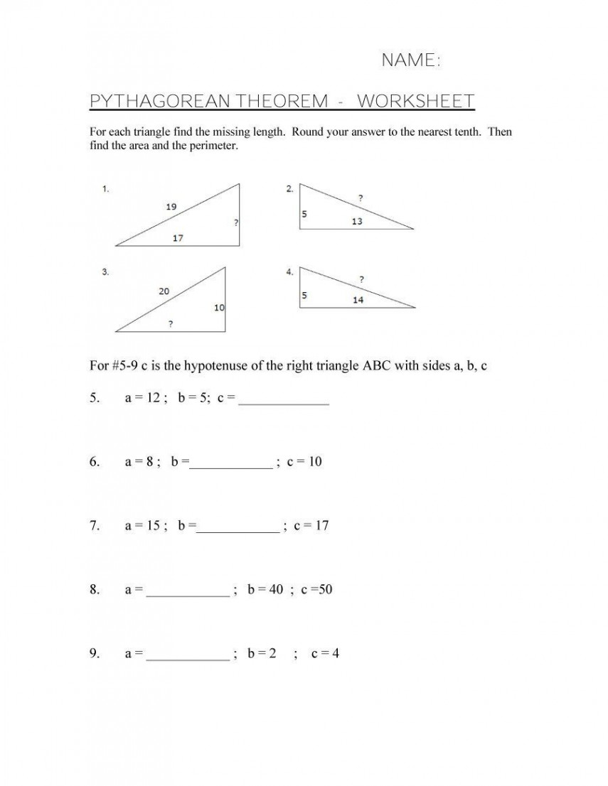 Pythagorean Theorem Worksheet with Answers [Word + PDF